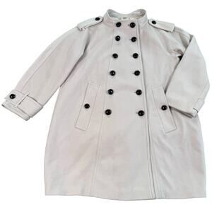 Burberry London Women’s 10 Wool Cashmere Coat Peacoat Double Breasted Cream